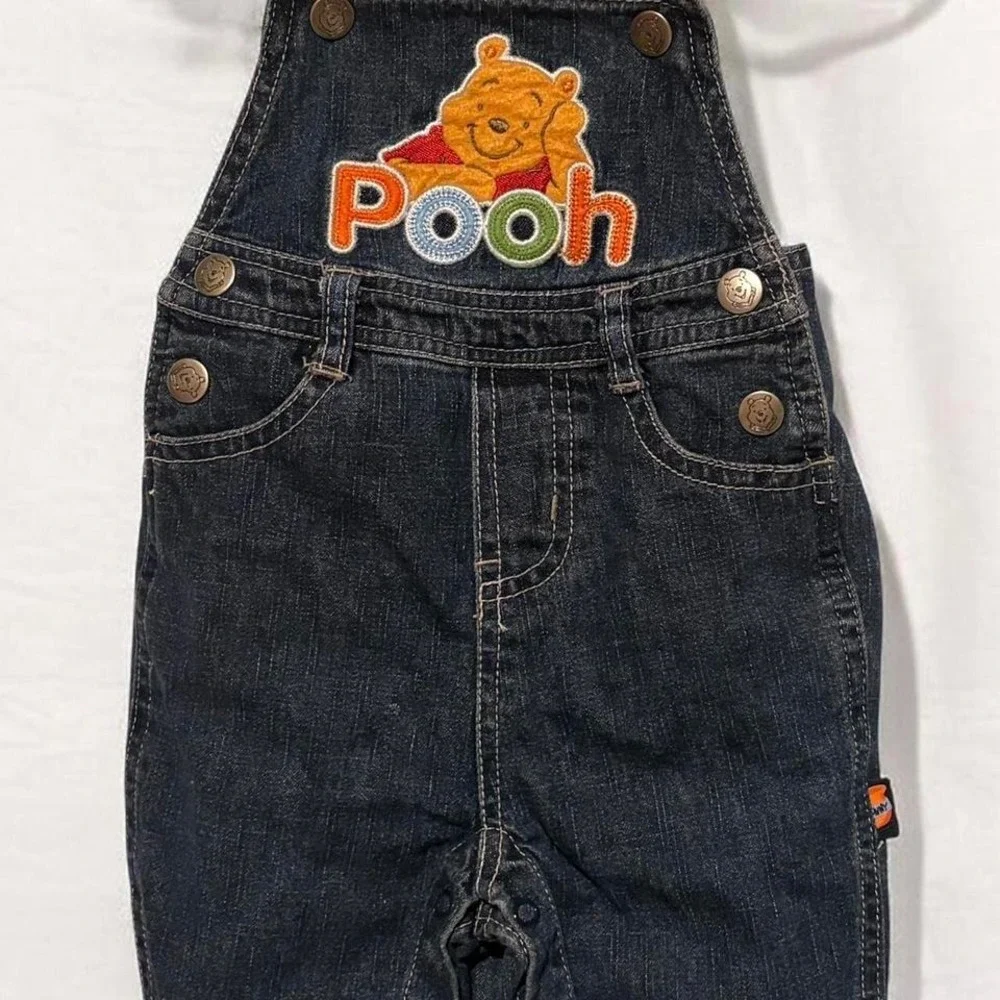 Disney Store Pooh Carpenter Overalls 1966 Back Patch - Rumbly Loop 3-6M Y2K 2007